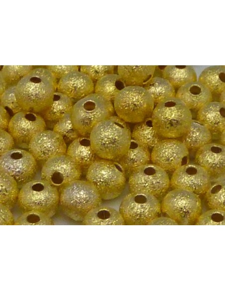10 Perles brillantes en métal doré texturé 5mm