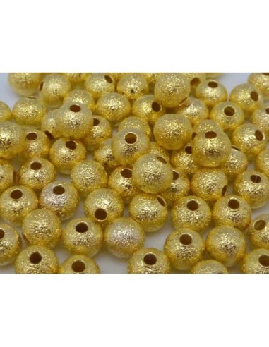 10 Perles brillantes en métal doré texturé 5mm