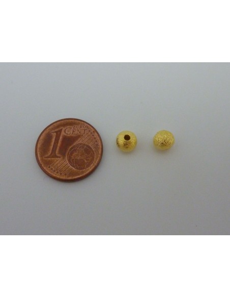 10 Perles brillantes en métal doré texturé 5mm