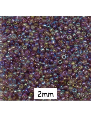 Perle de rocaille 2mm violet améthyste clair irisé