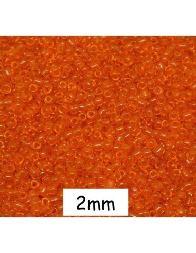 Mini perle de rocaille orange translucide 2mm pour tissage