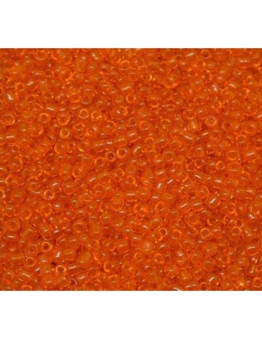 Perle de rocaille orange translucide 2mm pour tressage kumihimo