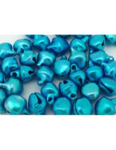 10 grelots en métal couleur bleu 10,3mm