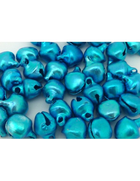 10 grelots en métal couleur bleu 10,3mm