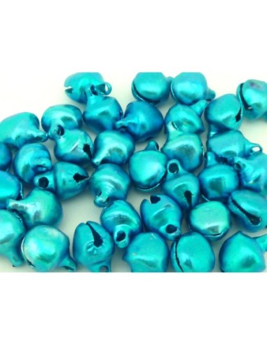 10 grelots en métal couleur bleu 10,3mm