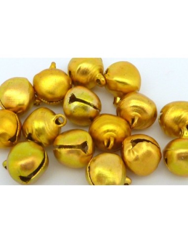 5 grelots en métal couleur jaune or 13mm