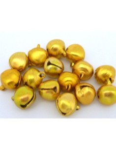 5 grelots en métal couleur jaune or 13mm 2
