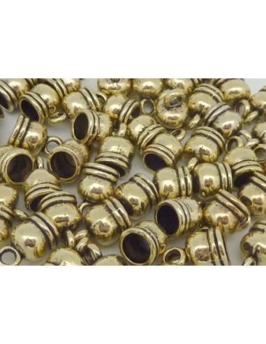 10 Embouts pour cordon 5,5mm, cache nœud en métal vieil or, jaune