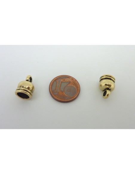 10 Embouts pour cordon 5,5mm, cache nœud en métal vieil or, jaune