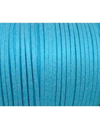 Lanière daim synthétique bleu pailleté 3mm