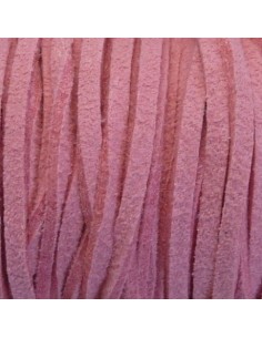 2m Cordon plat daim synthétique rose pâle 2,5mm