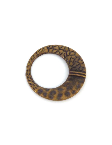 R-Anneau moitié gravé moitié martelé en métal bronze vieil or 34,3m