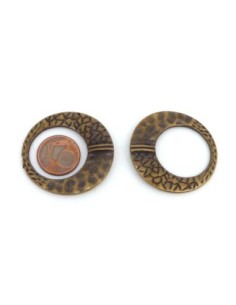 R-Anneau moitié gravé moitié martelé en métal bronze... 2