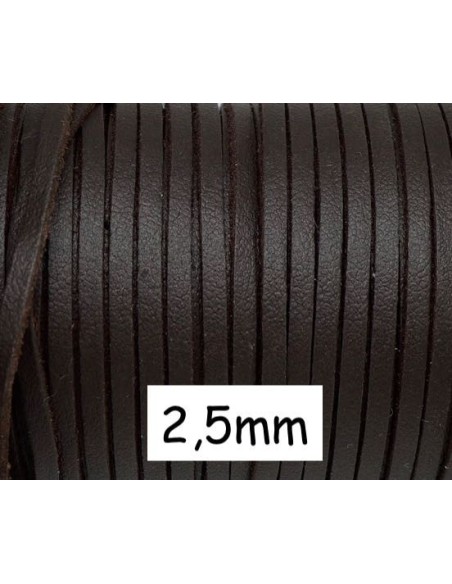 Lanière cuir synthétique marron foncé en 2,5mm pas chère