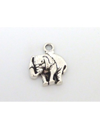 Breloque éléphant en métal argenté 16mm