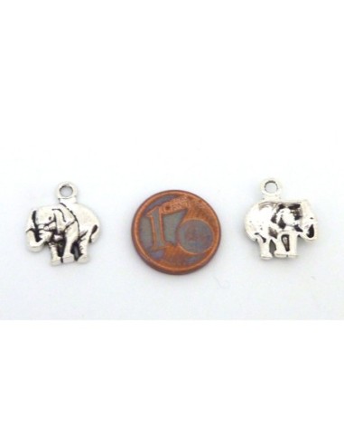 Breloque éléphant en métal argenté 16mm