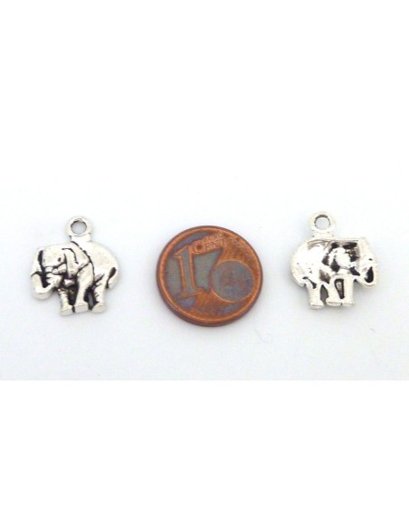 Breloque éléphant en métal argenté 16mm