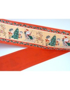 Ruban fantaisie Père Noël et son traîneau 7cm en papier 