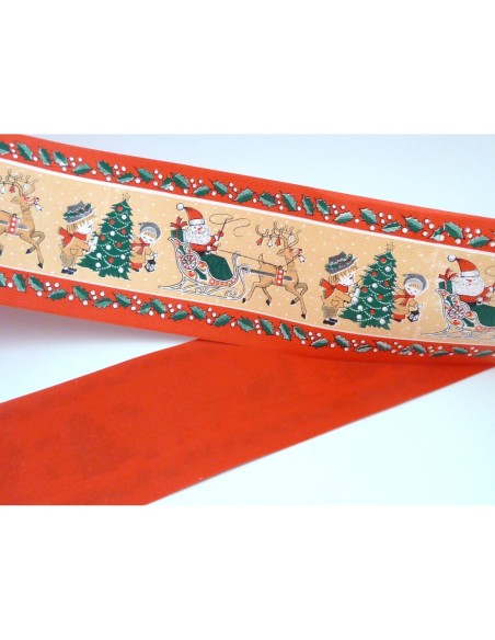 Ruban fantaisie Père Noël et son traîneau 7cm en papier 