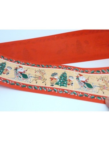 Ruban fantaisie Père Noël et son traîneau 7cm en papier 