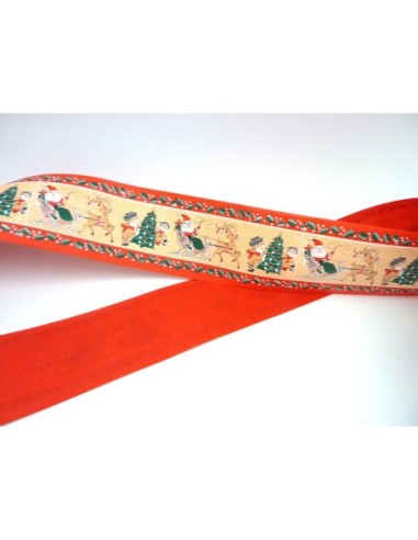 Ruban fantaisie Père Noël et son traîneau 7cm en papier 