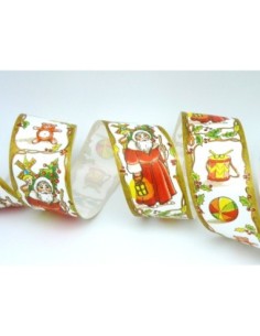 Ruban fantaisie Père Noël en papier synthétique largeur 5cm