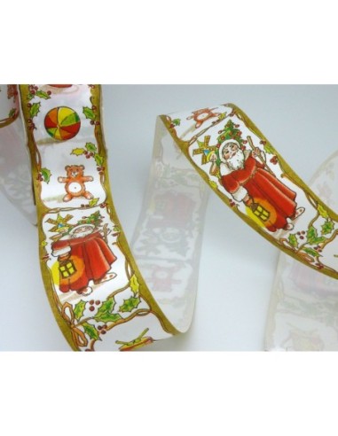 5m de Ruban fantaisie Père Noël en papier synthétique largeur 5cm