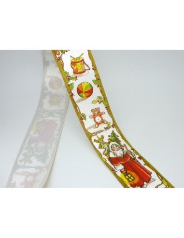 5m de Ruban fantaisie Père Noël en papier synthétique largeur 5cm