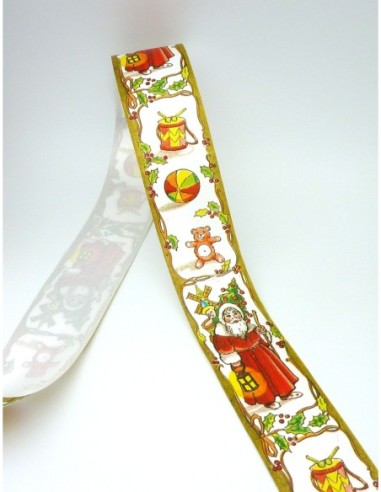 5m de Ruban fantaisie Père Noël en papier synthétique largeur 5cm