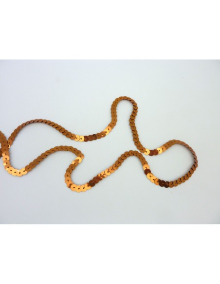 R-Ruban Galon sequin de couleur cuivré 6mm brillant