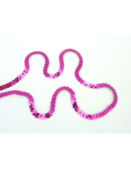 2m Ruban Galon sequin de couleur rose fuchsia 6mm brillant