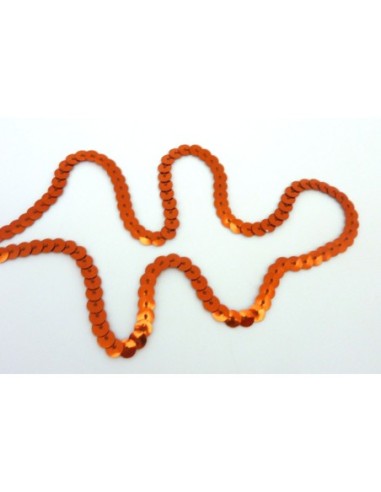 R-Ruban Galon sequin de couleur orange 6mm...