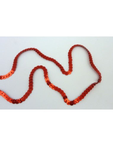 2m Ruban Galon sequin de couleur rouge 6mm...