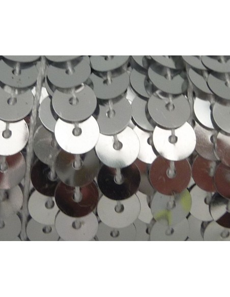 R-2m Ruban Galon sequin de couleur argent 6mm brillant