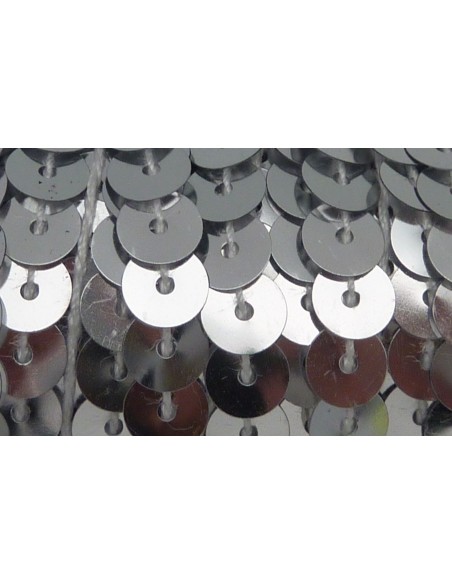 R-2m Ruban Galon sequin de couleur argent 6mm brillant