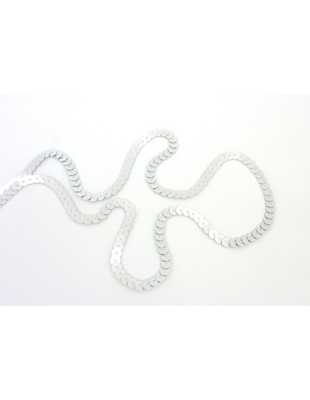 R-2m Ruban Galon sequin de couleur argent 6mm brillant
