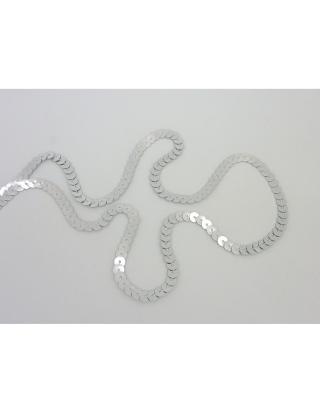 R-2m Ruban Galon sequin de couleur argent 6mm brillant