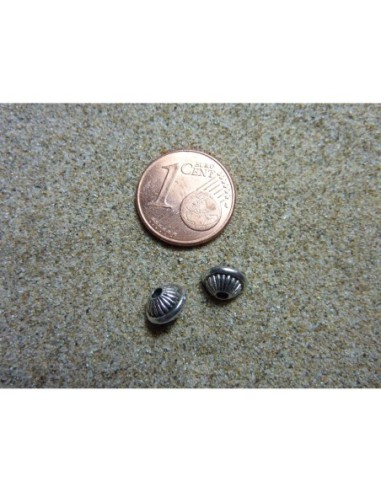 Perle ronde strié 7mm en métal argenté