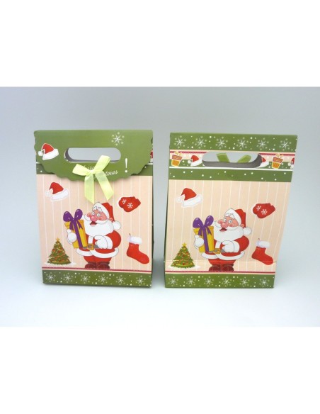 R-Pochette Cadeaux Père Noël Nœud satin vert pâle