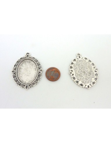Support cabochon pendentif en métal argenté 44,3mm
