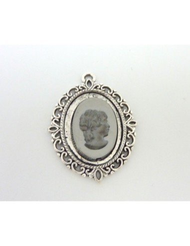 Support cabochon pendentif en métal argenté 44,3mm