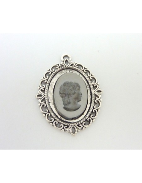 Support cabochon pendentif en métal argenté 44,3mm