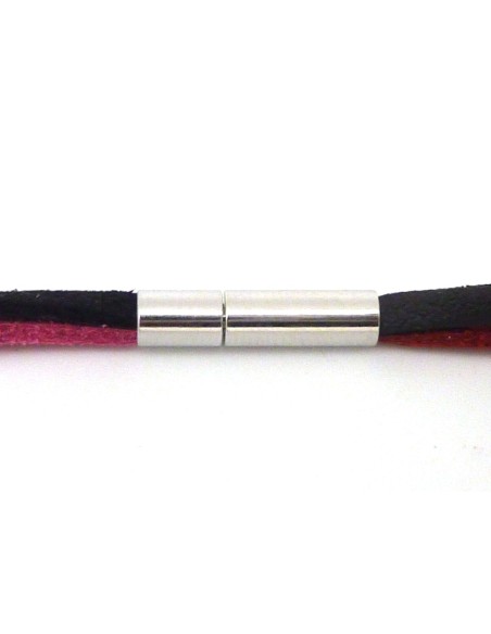 Fermoir tige pour cordon cuir de 3mm en métal argenté