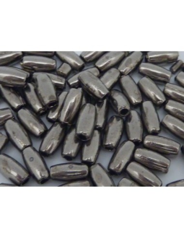 R-10 Perles grain de riz, ovale, olive en métal anthracite lisse