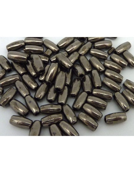 R-10 Perles grain de riz, ovale, olive en métal anthracite lisse