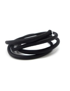 Cordon 5mm en polyester satiné sur cordon pvc creux de couleur noir soyeux