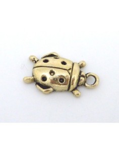 Breloque insecte en métal couleur vieil or, bronze 17,5mm