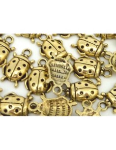 Breloque insecte en métal couleur vieil or, bronze 17,5mm 2