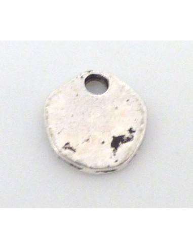 R-Breloque médaille baroque 9,4mm en métal argenté vieilli
