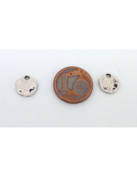 R-Breloque médaille baroque 9,4mm en métal argenté vieilli
